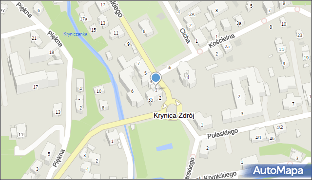 Krynica-Zdrój, Piłsudskiego Józefa, marsz., 1, mapa Krynica-Zdrój