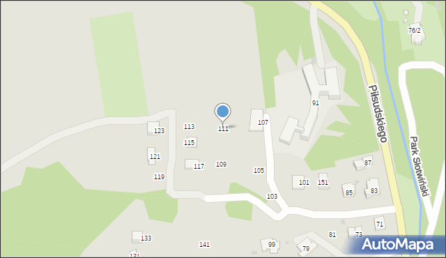 Krynica-Zdrój, Piłsudskiego Józefa, marsz., 111, mapa Krynica-Zdrój