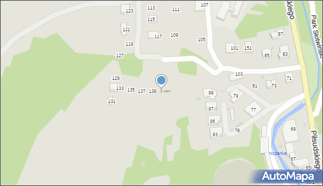 Krynica-Zdrój, Piłsudskiego Józefa, marsz., 141, mapa Krynica-Zdrój
