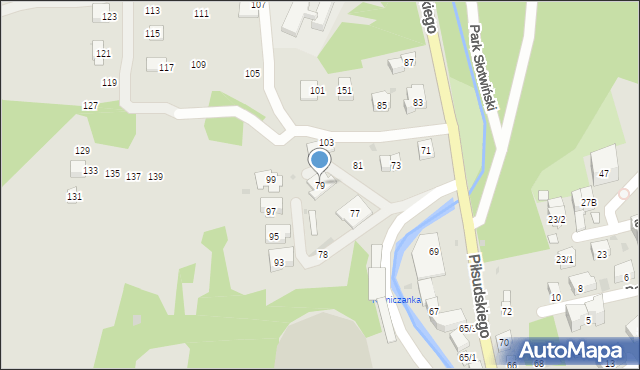 Krynica-Zdrój, Piłsudskiego Józefa, marsz., 79, mapa Krynica-Zdrój