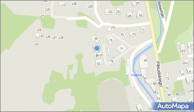 Krynica-Zdrój, Piłsudskiego Józefa, marsz., 95, mapa Krynica-Zdrój