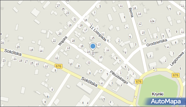 Krynki, Piłsudskiego Józefa, marsz., 12, mapa Krynki