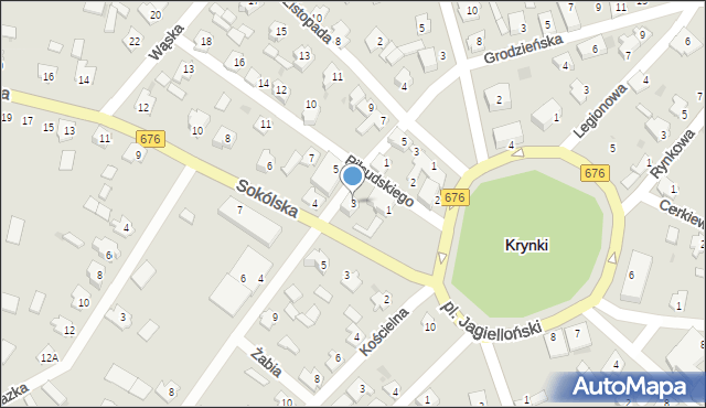 Krynki, Piłsudskiego Józefa, marsz., 3, mapa Krynki