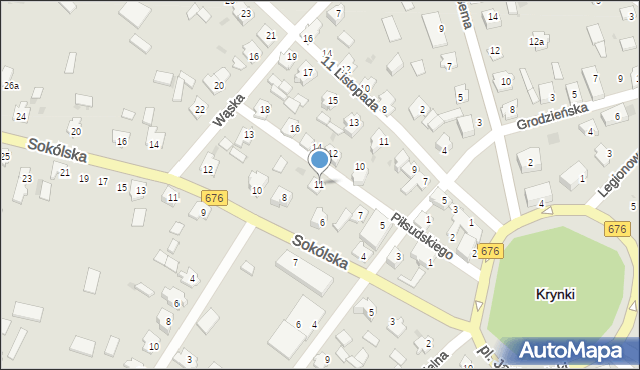 Krynki, Piłsudskiego Józefa, marsz., 9, mapa Krynki
