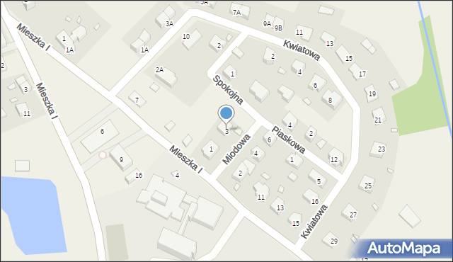 Krzęcin, Piaskowa, 3, mapa Krzęcin
