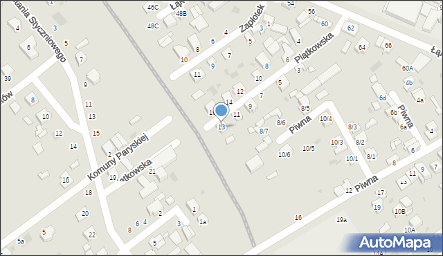 Kutno, Piątkowska, 13, mapa Kutno