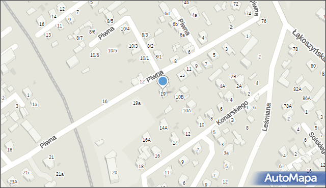 Kutno, Piwna, 19, mapa Kutno