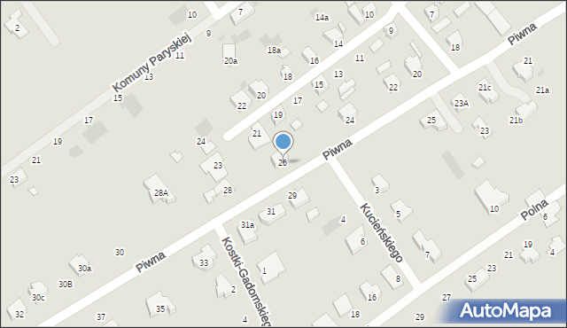 Kutno, Piwna, 26, mapa Kutno