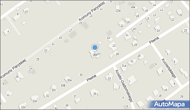 Kutno, Piwna, 28A, mapa Kutno
