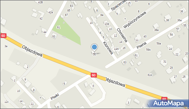 Kutno, Piwna, 50, mapa Kutno