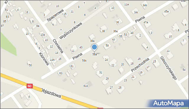 Kutno, Piwna, 59a, mapa Kutno