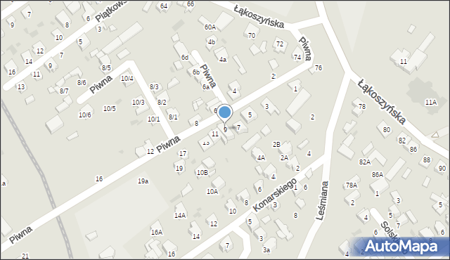 Kutno, Piwna, 9, mapa Kutno