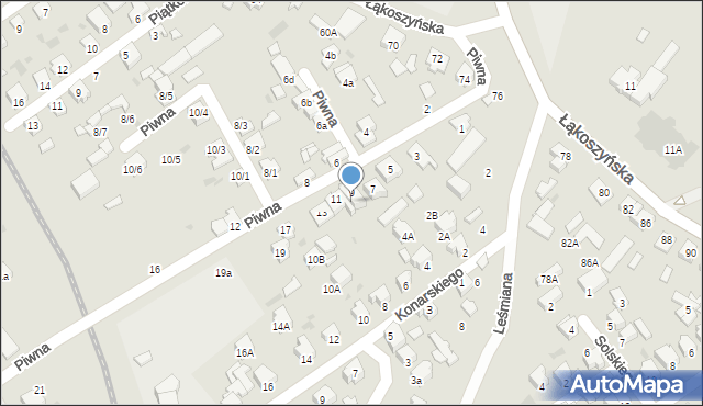 Kutno, Piwna, 9A, mapa Kutno