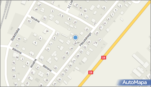 Kuźnica, Piłsudskiego Józefa, marsz., 14, mapa Kuźnica