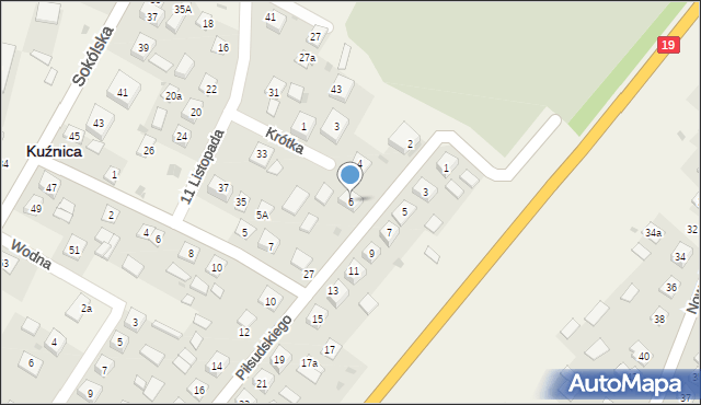 Kuźnica, Piłsudskiego Józefa, marsz., 6, mapa Kuźnica