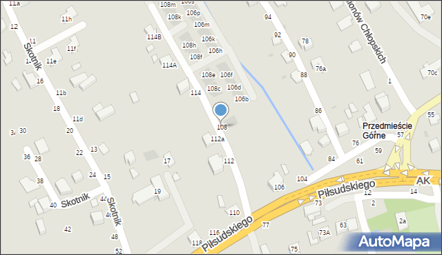 Łańcut, Piłsudskiego Józefa, marsz., 108, mapa Łańcut