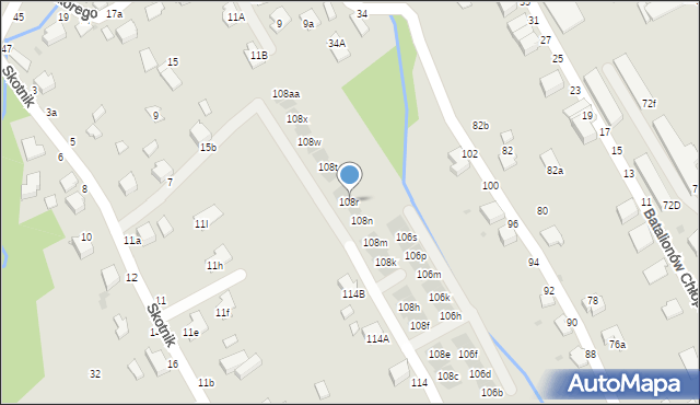 Łańcut, Piłsudskiego Józefa, marsz., 108r, mapa Łańcut