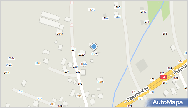 Łańcut, Piłsudskiego Józefa, marsz., 182c, mapa Łańcut