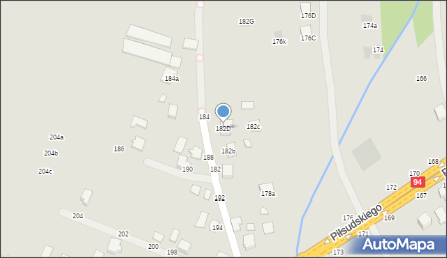 Łańcut, Piłsudskiego Józefa, marsz., 182D, mapa Łańcut