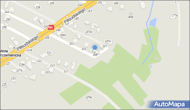 Łańcut, Piłsudskiego Józefa, marsz., 205, mapa Łańcut