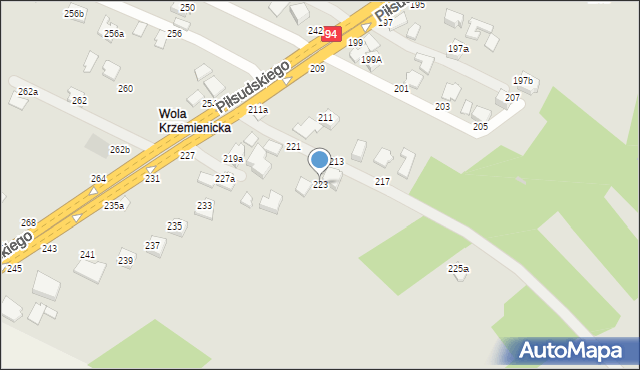 Łańcut, Piłsudskiego Józefa, marsz., 223, mapa Łańcut