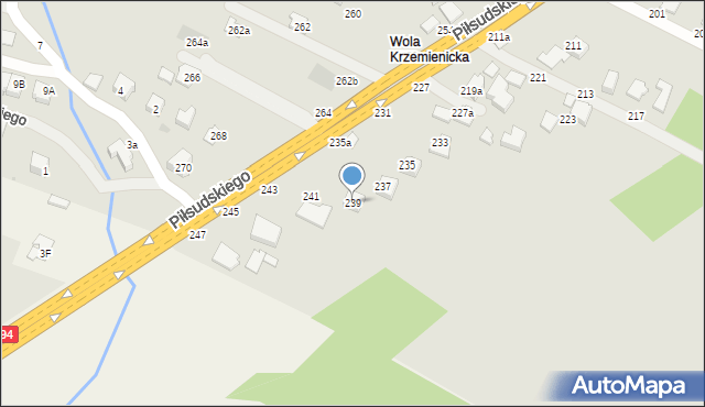 Łańcut, Piłsudskiego Józefa, marsz., 239, mapa Łańcut