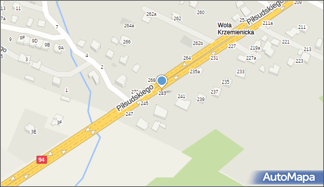 Łańcut, Piłsudskiego Józefa, marsz., 243, mapa Łańcut