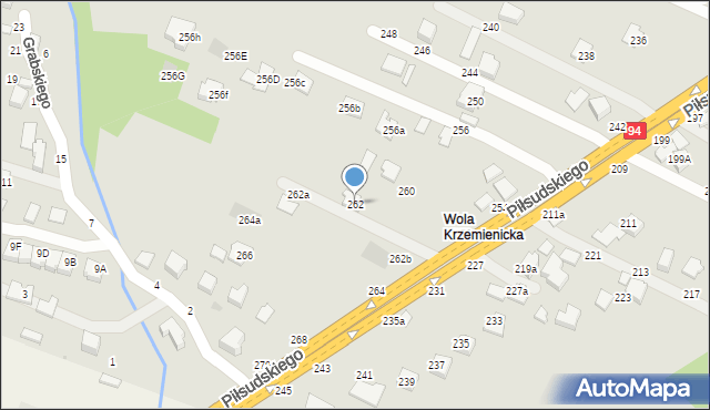 Łańcut, Piłsudskiego Józefa, marsz., 262, mapa Łańcut