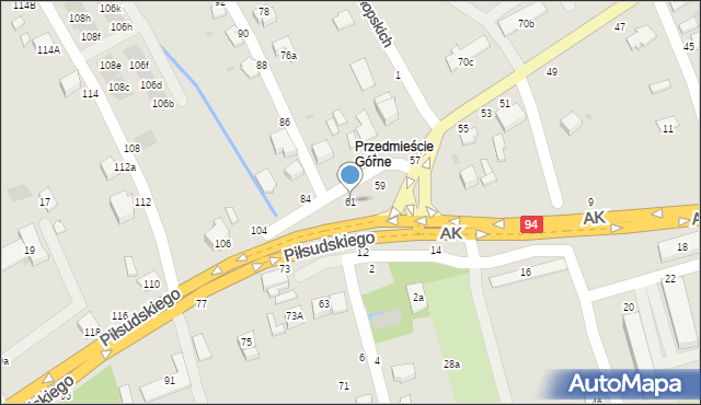 Łańcut, Piłsudskiego Józefa, marsz., 61, mapa Łańcut