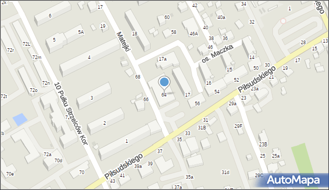 Łańcut, Piłsudskiego Józefa, marsz., 64, mapa Łańcut