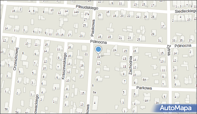 Łapy, Piaskowa, 14, mapa Łapy