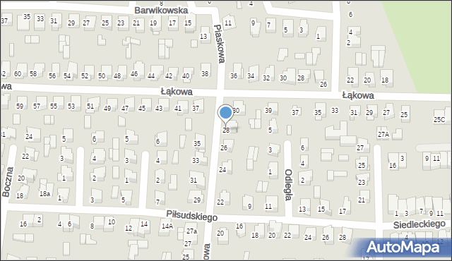 Łapy, Piaskowa, 28, mapa Łapy