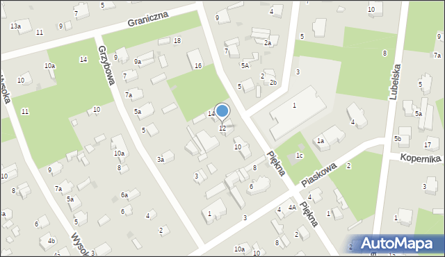 Łask, Piękna, 12, mapa Łask