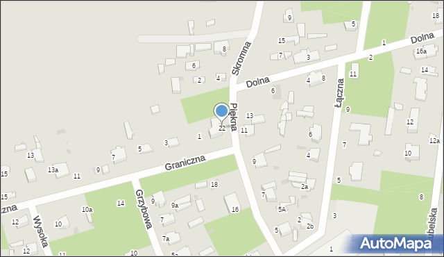 Łask, Piękna, 22, mapa Łask