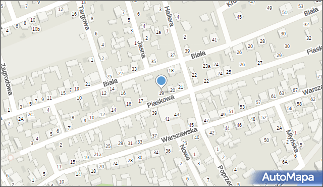 Łaskarzew, Piaskowa, 19, mapa Łaskarzew