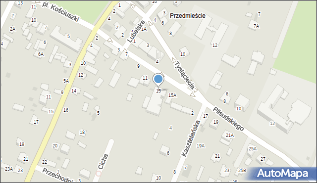 Łęczna, Piłsudskiego Józefa, marsz., 15, mapa Łęczna