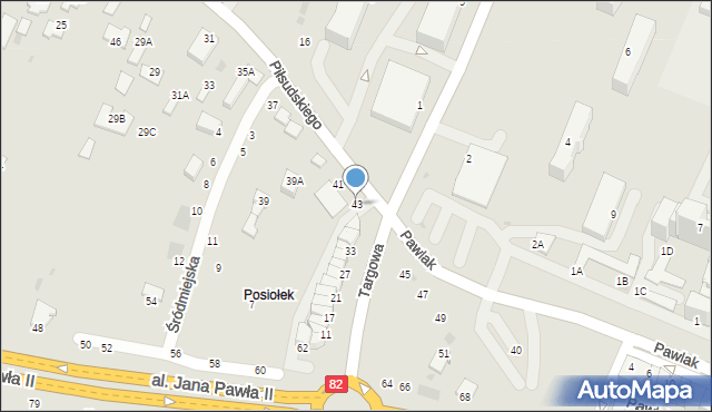 Łęczna, Piłsudskiego Józefa, marsz., 43, mapa Łęczna