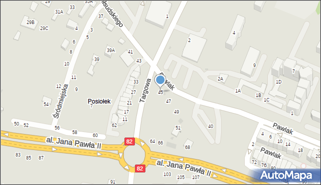 Łęczna, Piłsudskiego Józefa, marsz., 45, mapa Łęczna