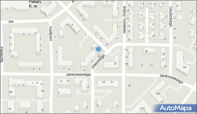 Legnica, Pileckiego Witolda, rtm., 29, mapa Legnicy