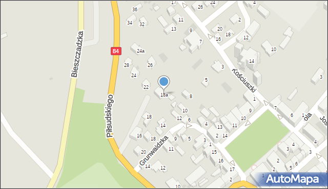 Lesko, Piłsudskiego Józefa, marsz., 18a, mapa Lesko