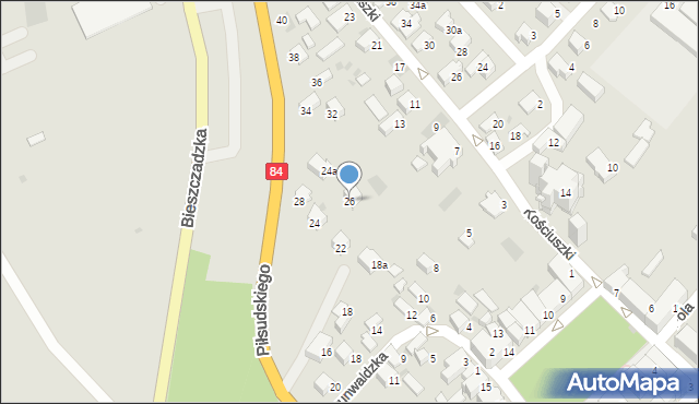 Lesko, Piłsudskiego Józefa, marsz., 26, mapa Lesko