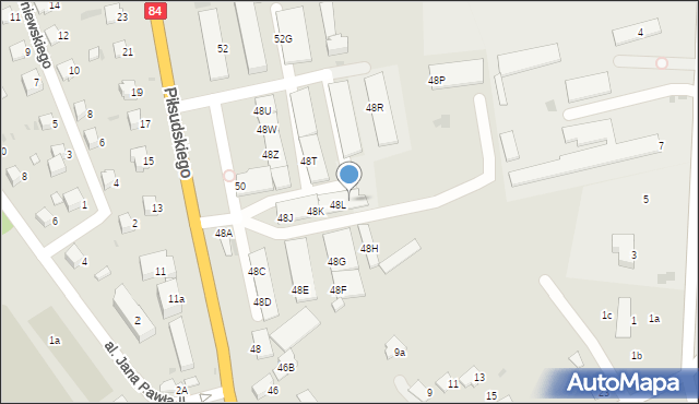 Lesko, Piłsudskiego Józefa, marsz., 48M, mapa Lesko