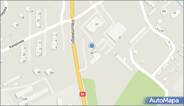 Lesko, Piłsudskiego Józefa, marsz., 64, mapa Lesko