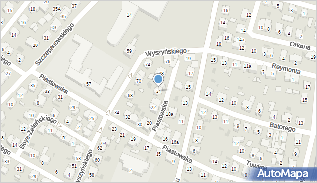 Leszno, Piastowska, 24, mapa Leszno