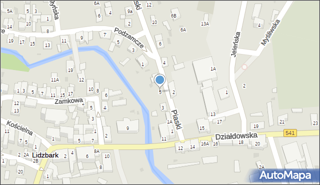 Lidzbark, Piaski, 5, mapa Lidzbark