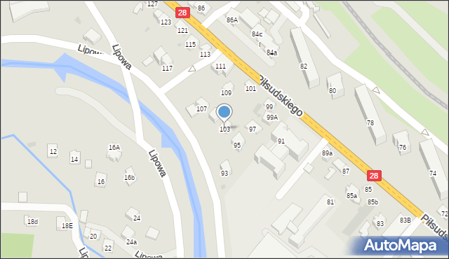 Limanowa, Piłsudskiego Józefa, marsz., 103, mapa Limanowa