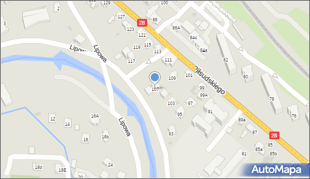 Limanowa, Piłsudskiego Józefa, marsz., 107, mapa Limanowa