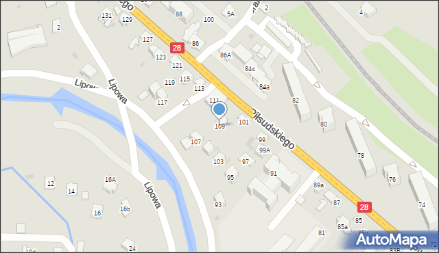 Limanowa, Piłsudskiego Józefa, marsz., 109, mapa Limanowa