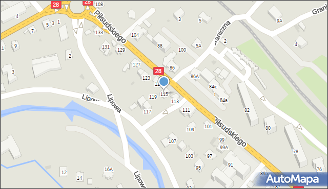 Limanowa, Piłsudskiego Józefa, marsz., 115, mapa Limanowa