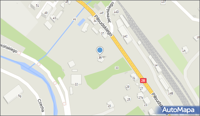 Limanowa, Piłsudskiego Józefa, marsz., 35, mapa Limanowa